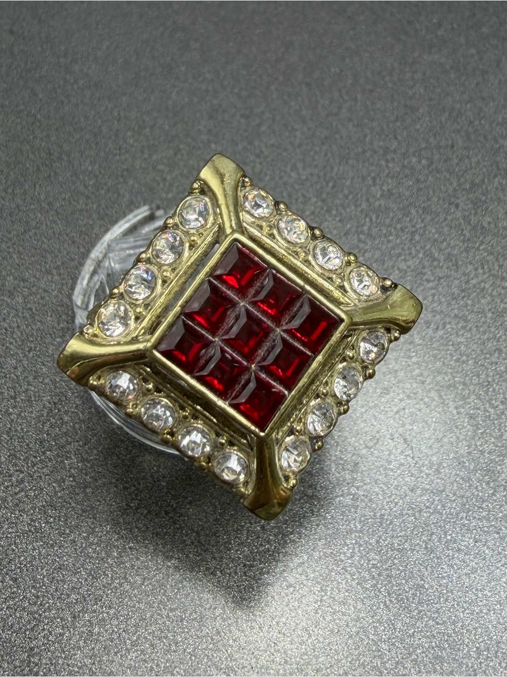 Heidi Daus Ruby Red Crystal Statement Ring size 8 #421R